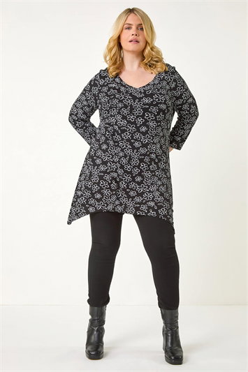 Curve Floral Print V-Neck Tunic 19367708