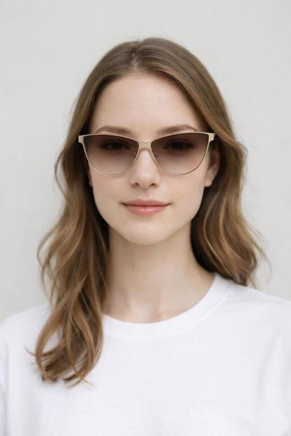 Brown Roung Flat Top Metal Sunglasses In Brown