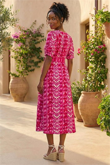 Abstract Print Belted Dress 14862132