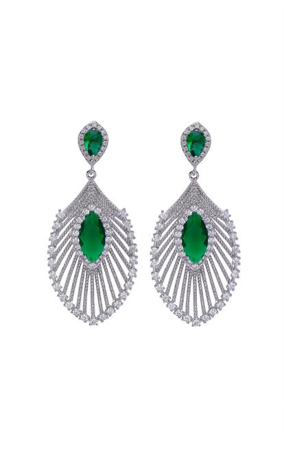 Green Diva Peacock Feather Drop Earring