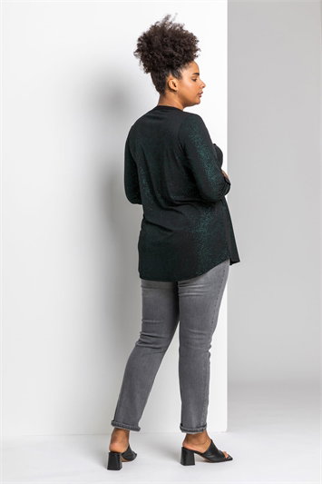 Curve Glitter Button Tunic Top 19123134