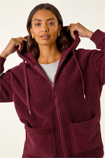 Red Hooded Borg Zip Through Jacket