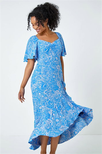 Petite Floral Print Ruched Midi Dress 14373009