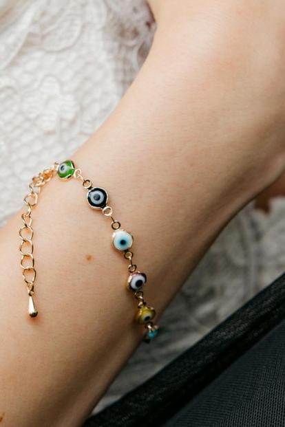 Metallic Turkish Evil Eye Rainbow Bracelet