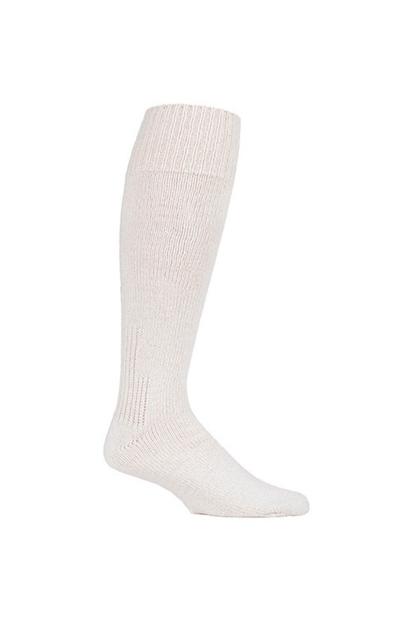 Cream Knee High Wool Rich Angling Boot Socks