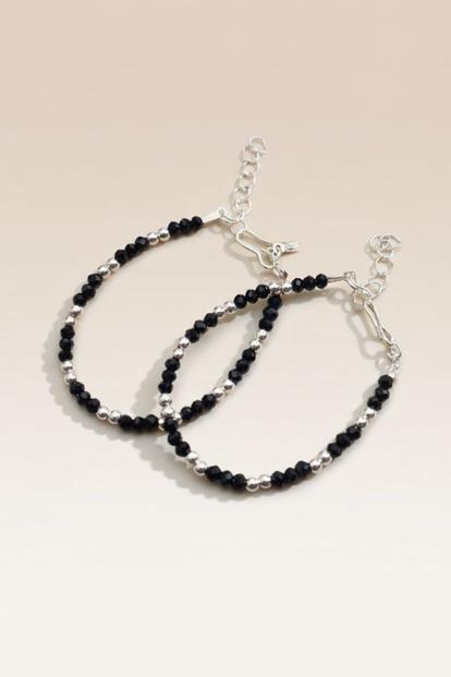 Black Baby Nazaria Black Beaded Silver Bracelet/Anklet