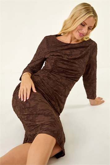 Petite Jacquard Ruched Stretch Dress 14789919