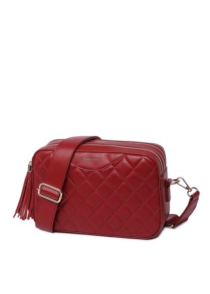 Red Quilted Cross Body Camera Bag
