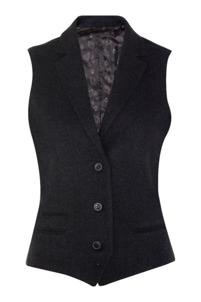 Multi Tweed 1920S Herringbone Navy Waistcoat
