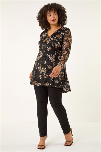 Curve Zip Front Lace Top 19458808