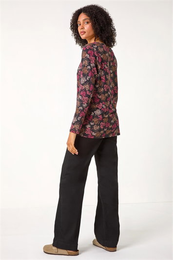 Floral Print Relaxed Stretch Top 19321264