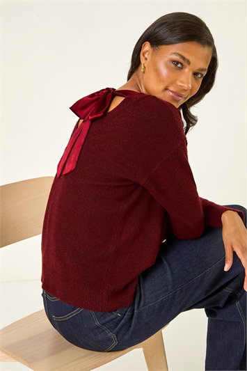 Red Ribbon Bow Tie Back Jumper
