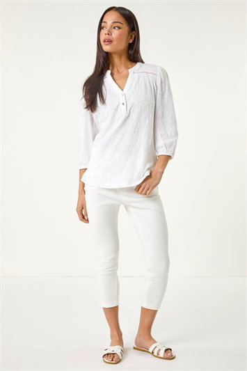 Petite Embroidered Stretch Top 19401494