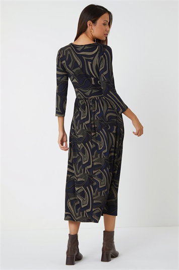 Abstract Pocket Detail Midi Stretch Dress 14466390