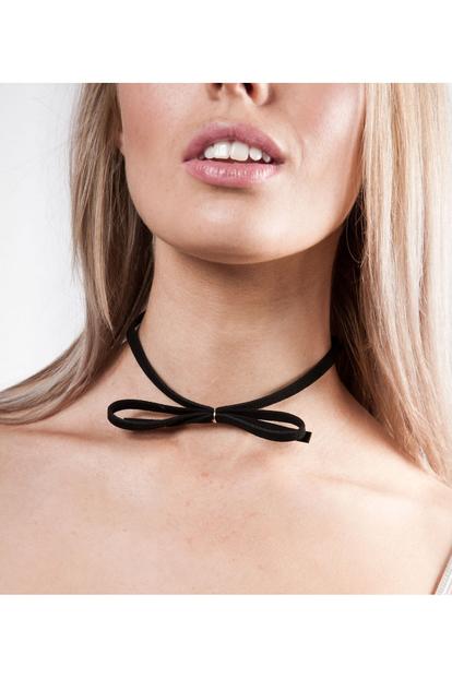Black Bow Faux Suede Choker