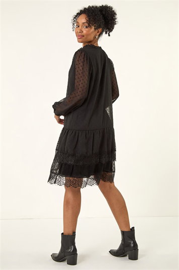 Petite Frill Tie Front Lace Dress 14800308