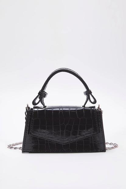 Black Textured Crossbody Mini City Bag