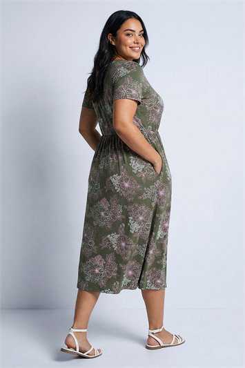 Curve Floral Gathered Pocket Midi Dress 14902840