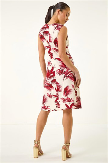 Petite Tropical Print Twist Front Dress 14863795