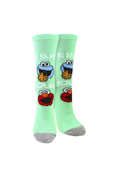 Blue Ladies Cotton Novelty Socks - Sesame Street Pattern Fun & Comfortable Socks