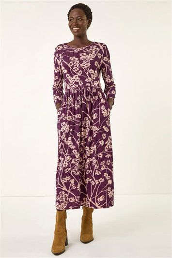 Shadow Floral Stretch Midi Dress 14807176