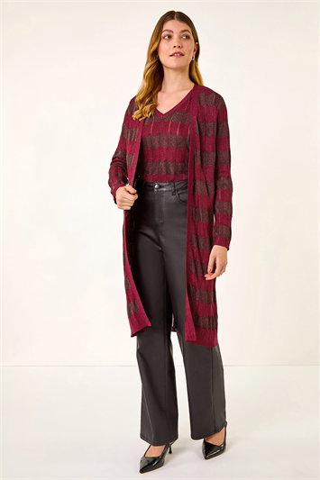 Shimmer Stitch Longline Knit Cardigan 16299878