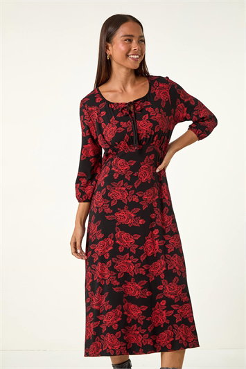 Petite Floral Stretch Midi Dress 14641678