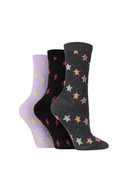 Black 3 Pack Fashionable Texture Knit Cotton Socks