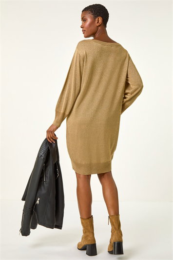Shimmer Slash Neck Jumper Dress 14589033