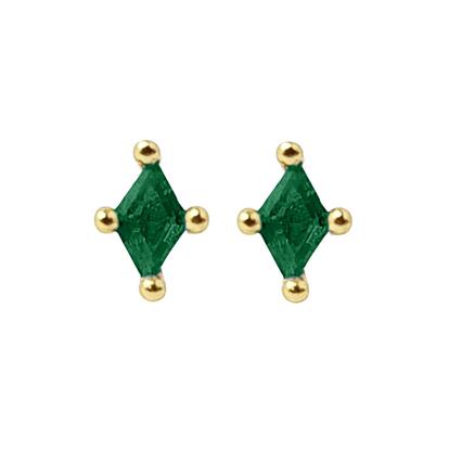 Green Tiny Emerald Stud May Birthstone Earrings