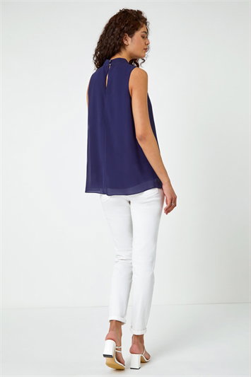 Sleeveless High Neck Sequin Chiffon Top 20127160