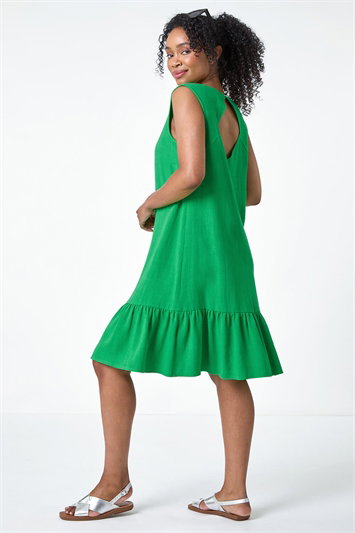 Petite Cut Out Back Linen Blend Dress 14591434
