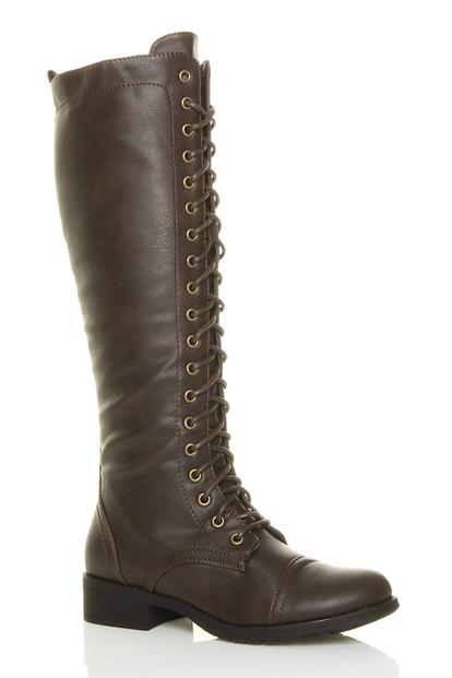 Lace Up Calf Zip Biker Military Boots M000023862