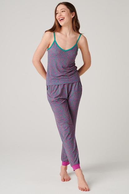 Blue "Spectra Leopard" Bamboo Camisole Pyjama Set