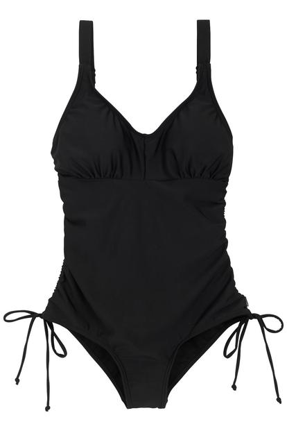 Black Alinae Plain One Piece Swimsuit