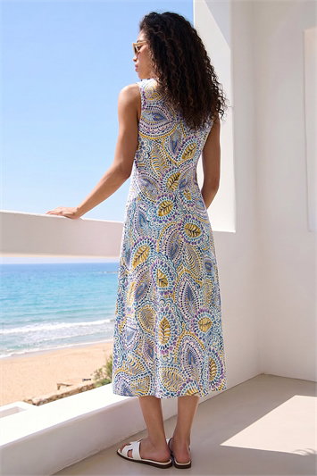 Petite Abstract Print Button Dress 14911409