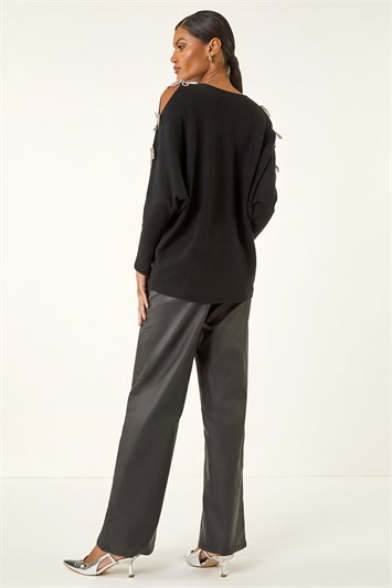 Bow Sleeve V-Neck Knit Jumper 16226208