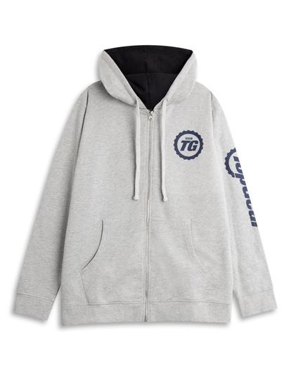 Grey Top Gear Logo Zip Up Hoodie