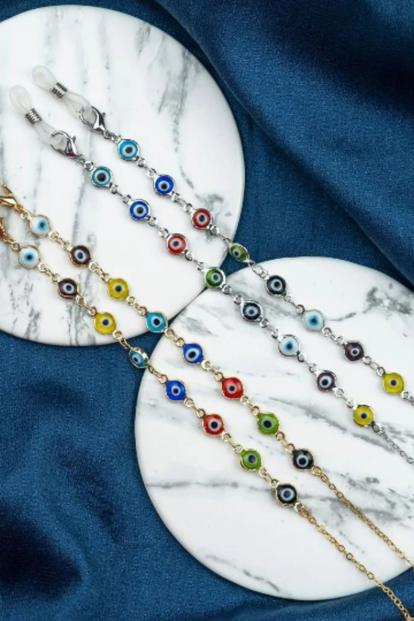 Metallic 55 Cm Multicolour Evil Eye Protection Sun Glass Reading Eyeglass Chain Lanyard
