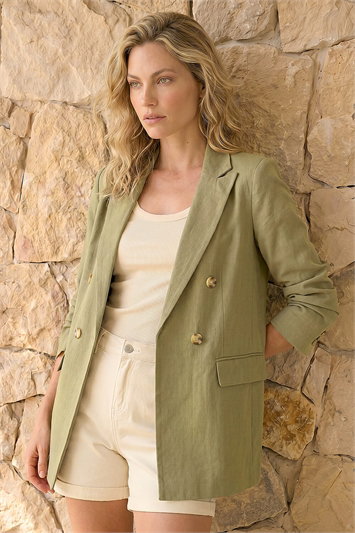 Green Linen Blend Blazer