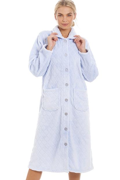 Pink Supersoft Diamond Print Button Up Housecoat