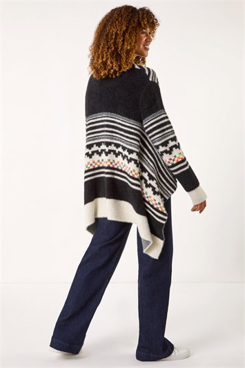 Pattern Fluffy Knit Cardigan 16128408
