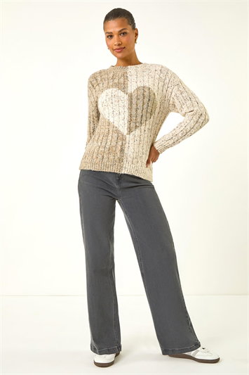 Colour Block Heart Knit Jumper 16235538