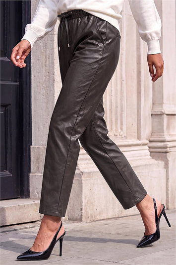 Brown Petite Tie Trouser