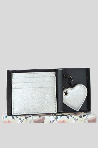 Green Real Leather Card Holder & Key Ring Gift Set