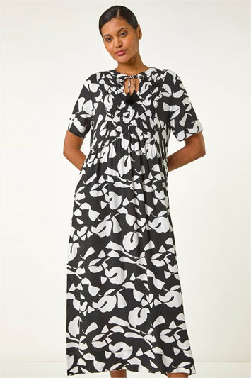 Abstract Print Tie Front Midi Dress 14648508