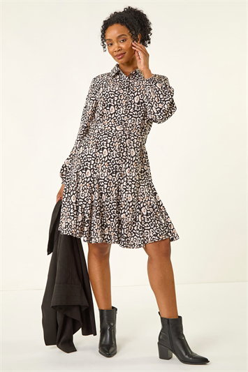 Petite Animal Print Shirt Dress 14793708