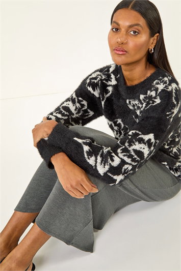 Fluffy Floral Knit Jumper 16230508