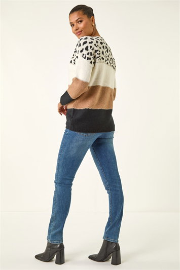 Animal Print Colour Block Jumper 16070316