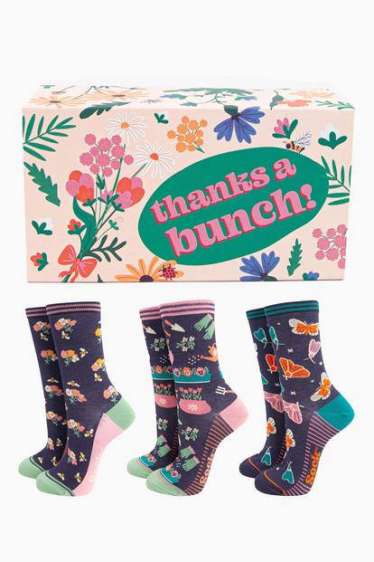 Multi Bamboo Socks Gift Box - Gardening